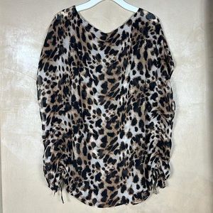 Victoria's Secret Beach Swim Cover Up XS Kimono Gold + Black VS Leopard